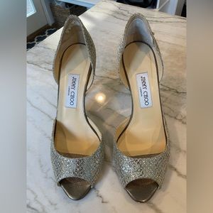 Jimmy Choo Logan pumps in champagne glitter